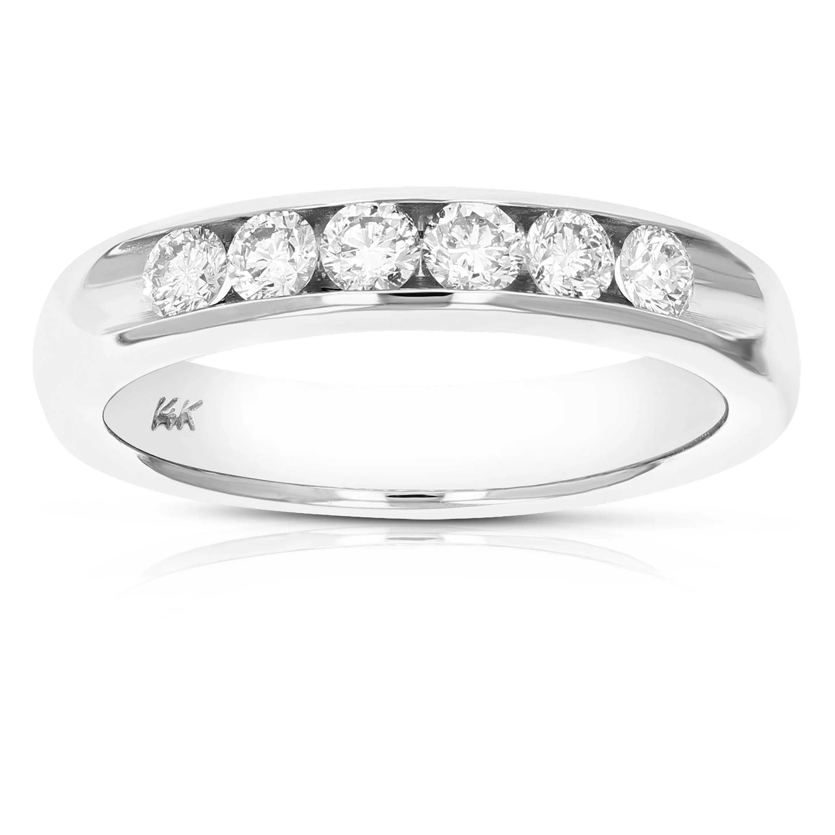 1/2 cttw Diamond Machine Wedding Channel Band in 14K White Gold