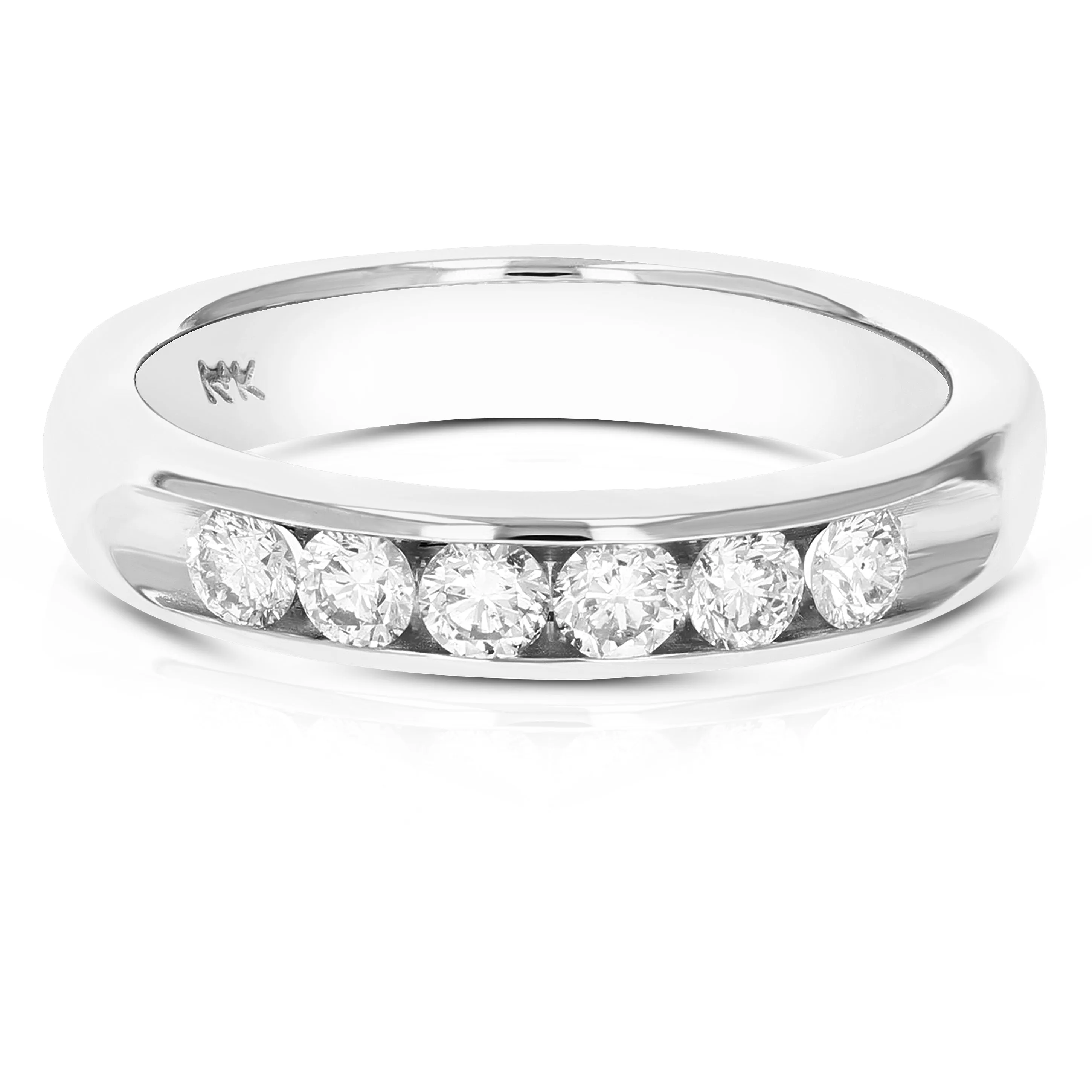 1/2 cttw Diamond Machine Wedding Channel Band in 14K White Gold