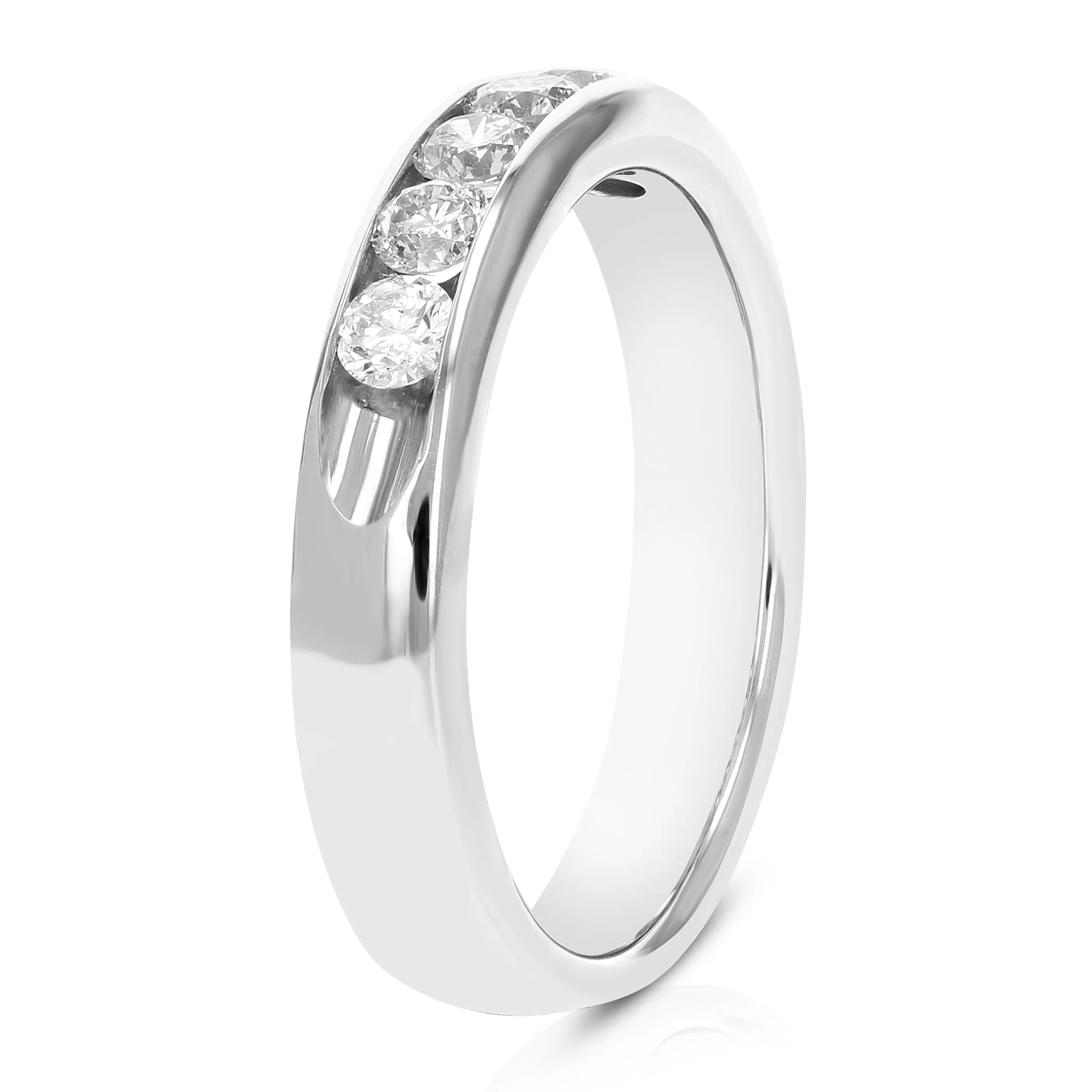 1/2 cttw Diamond Machine Wedding Channel Band in 14K White Gold