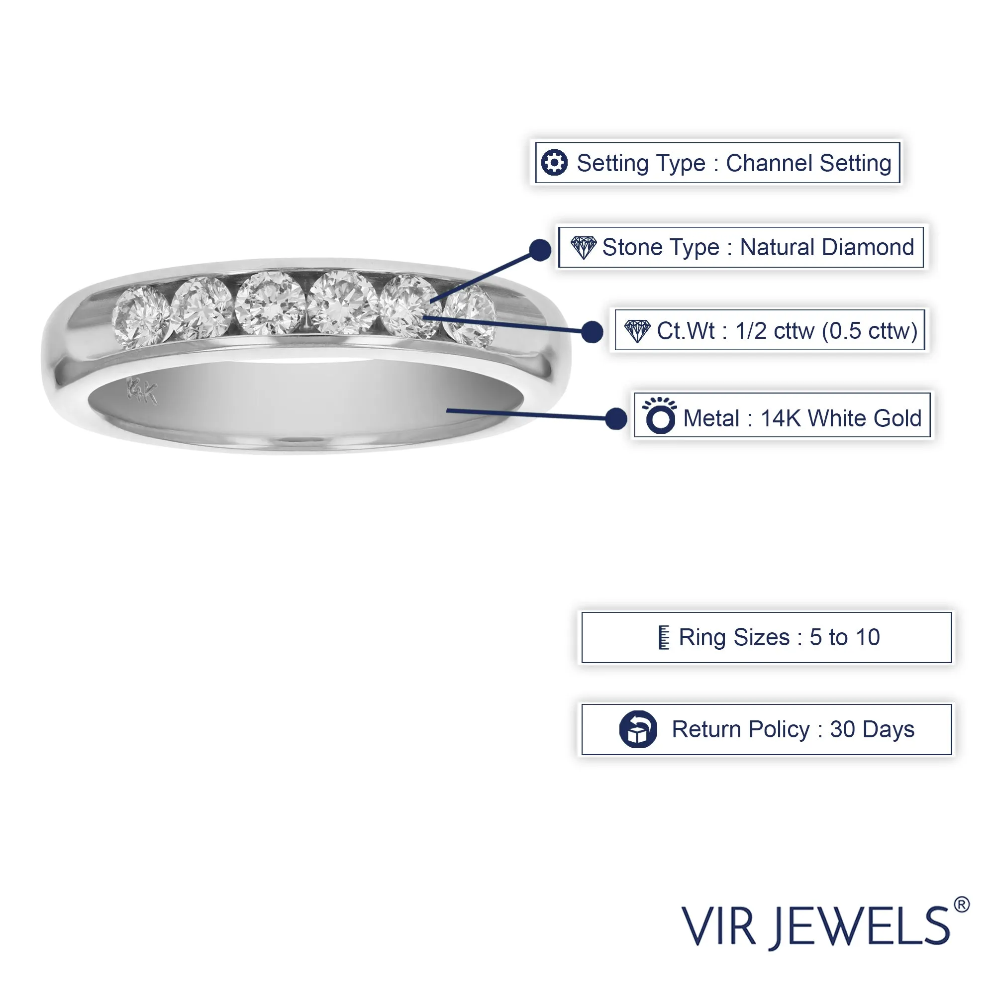 1/2 cttw Diamond Machine Wedding Channel Band in 14K White Gold