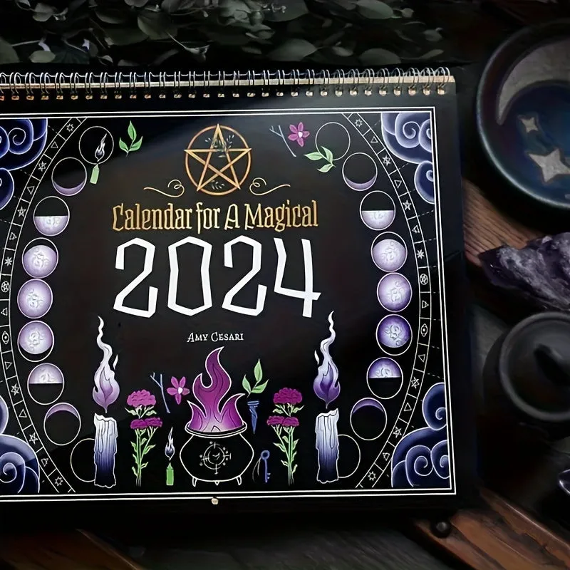 2024 Black Magic Calendars Set   Monthly Color Narcissus Hanging Calendar - Dark Forest Theme