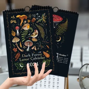 2024 Black Magic Calendars Set   Monthly Color Narcissus Hanging Calendar - Dark Forest Theme