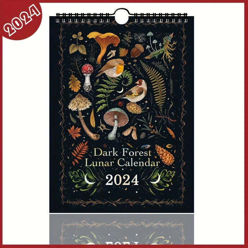 2024 Black Magic Calendars Set   Monthly Color Narcissus Hanging Calendar - Dark Forest Theme