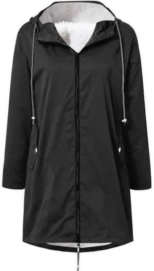 Aniywn Fleece-Lined Rain Jacket for Women Waterproof Windproof Snow Ski Hooded Jacket Winter Outdoor Windbreaker Coat