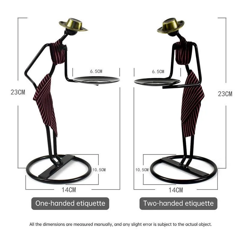 Artistic Vintage Iron Tealight Holders Featuring Elegant Women Figures
