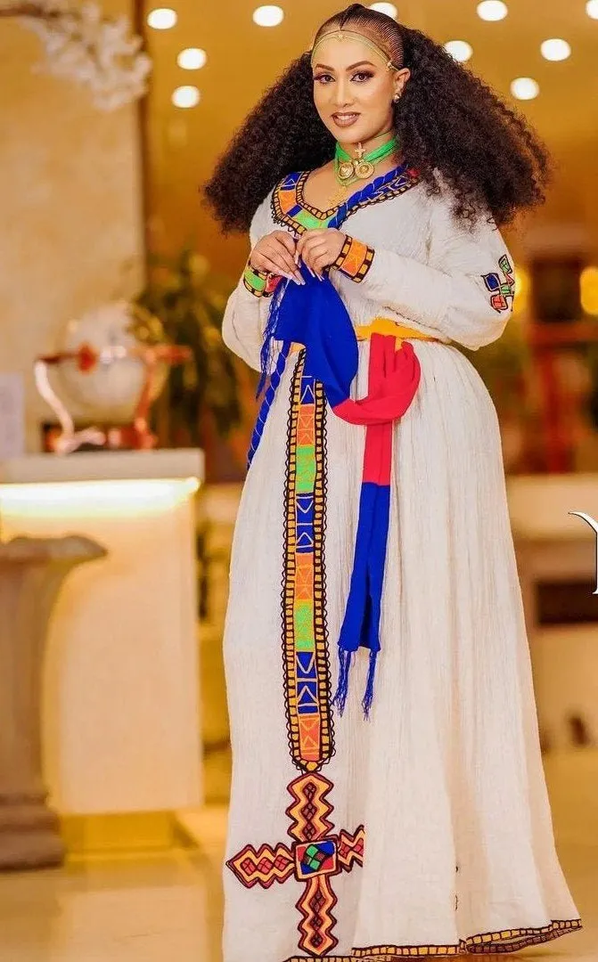 Beautiful Ashenda Dress Traditional Ethiopian Dress Habesha Dress Handwoven Habesha Kemis Eritrean Dress Ashenda Dress á