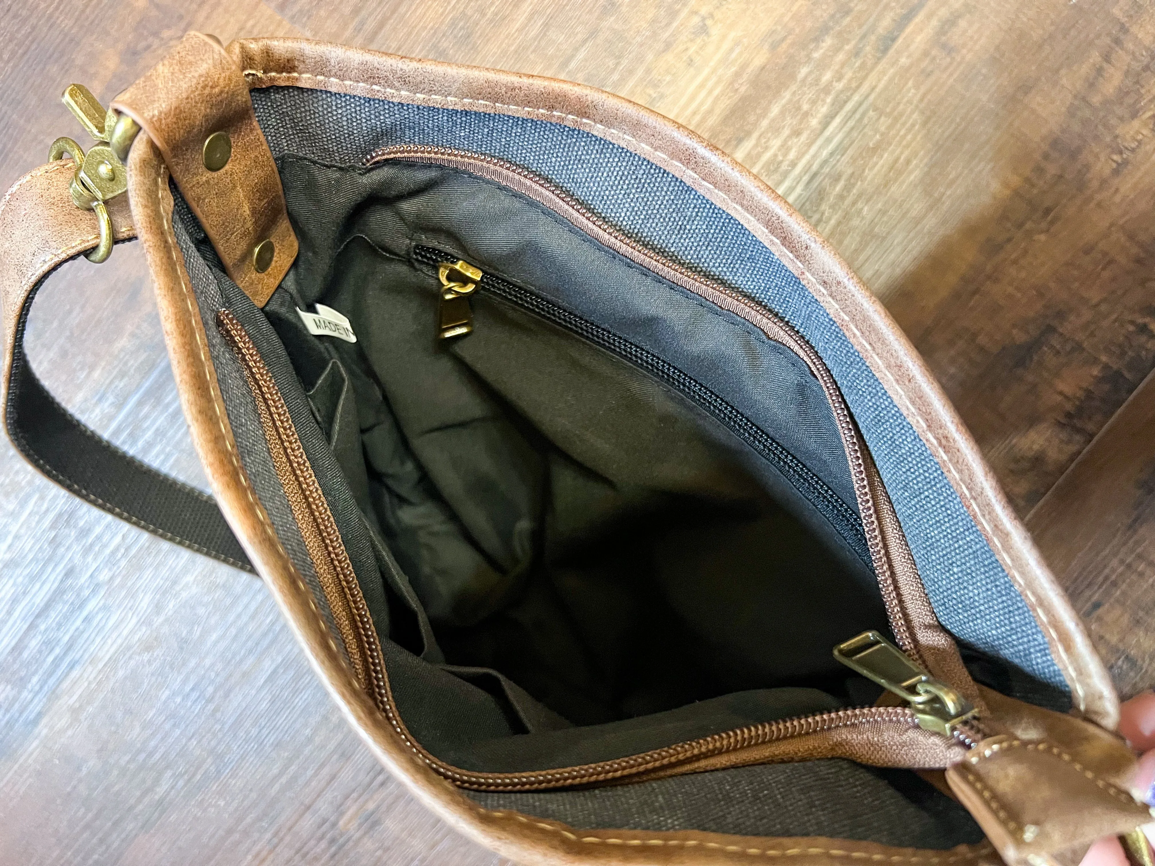 Black & Grey Canvas Sling Purse