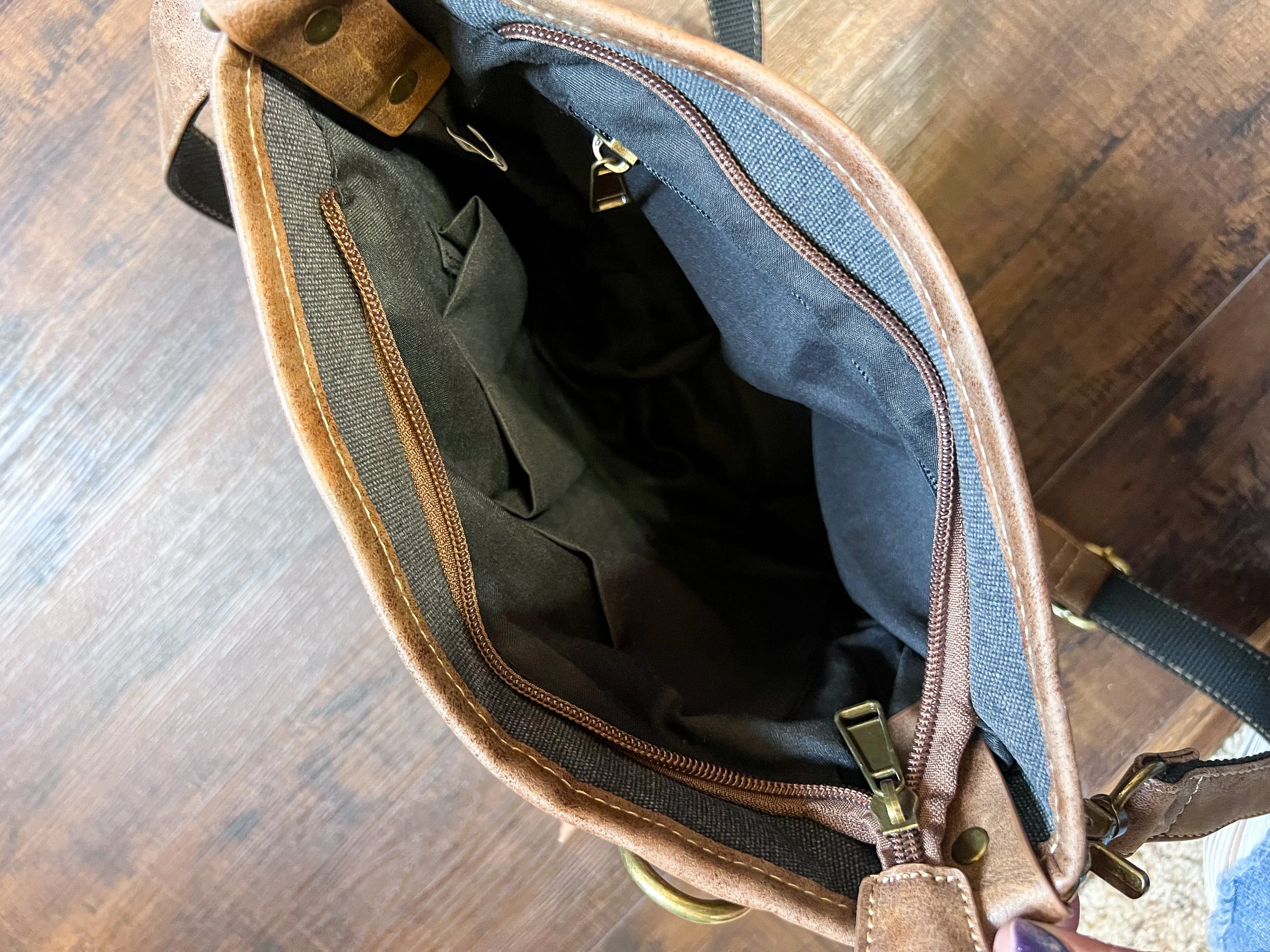 Black & Grey Canvas Sling Purse
