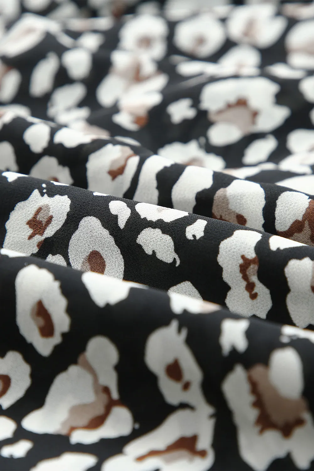 Black and White Leopard Print V Neck Mini Dress