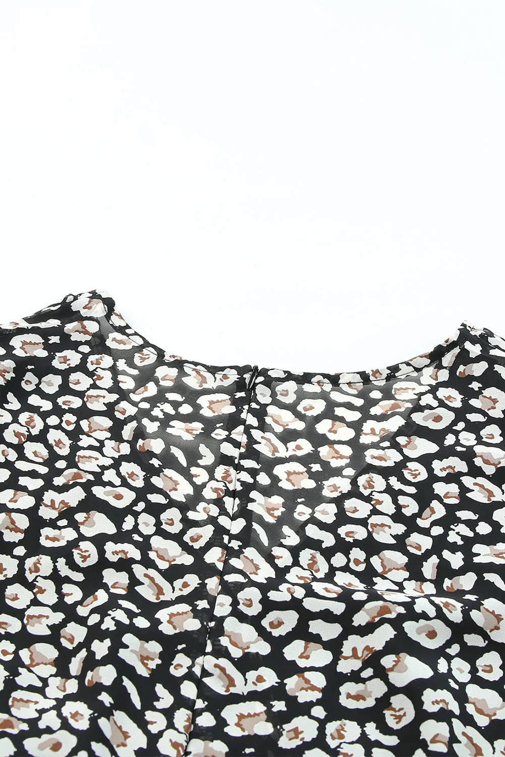 Black and White Leopard Print V Neck Mini Dress