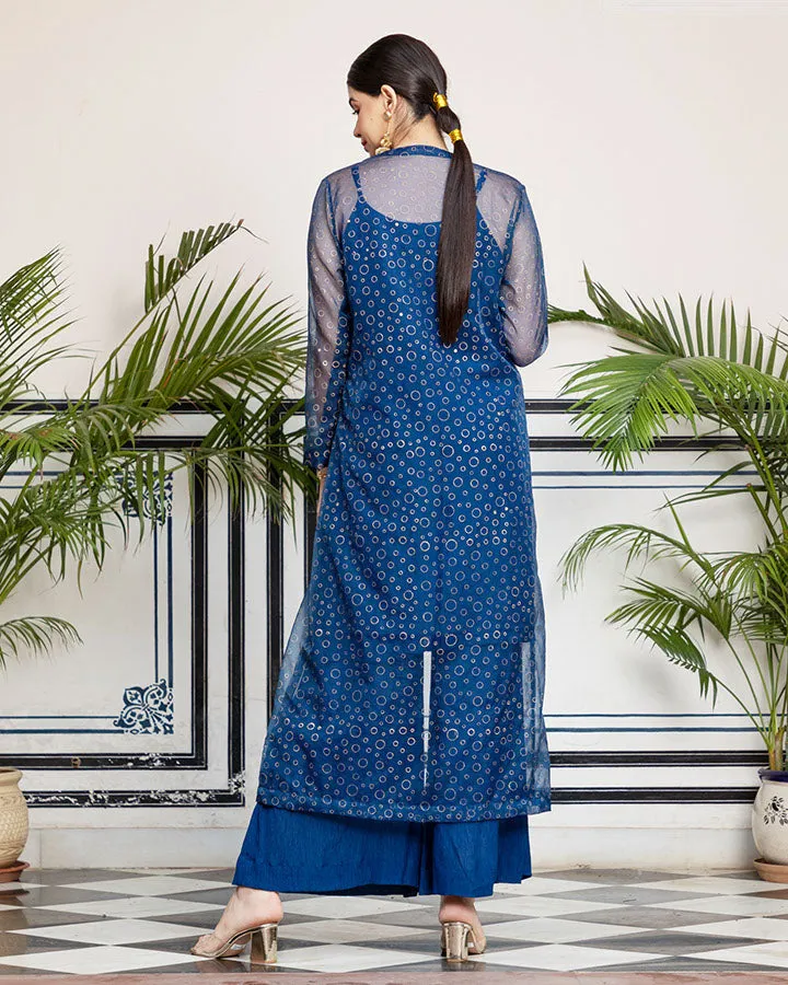 Blue Bling Organza Cape Set