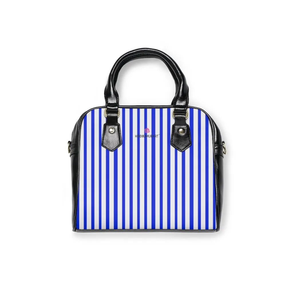 Blue Striped Shoulder Handbag, Colorful Best Designer Ladies' 9.45" x 8.27" Shoulder Handbag