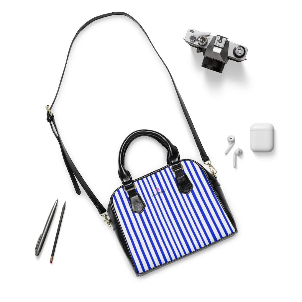 Blue Striped Shoulder Handbag, Colorful Best Designer Ladies' 9.45" x 8.27" Shoulder Handbag