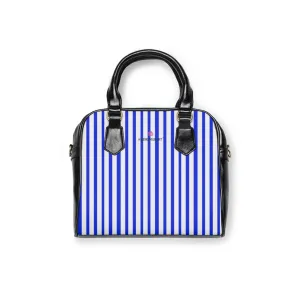 Blue Striped Shoulder Handbag, Colorful Best Designer Ladies' 9.45" x 8.27" Shoulder Handbag