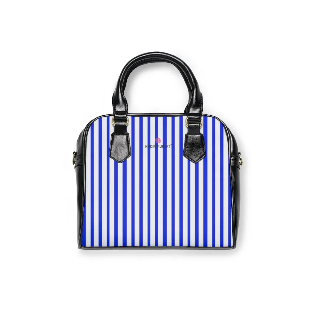 Blue Striped Shoulder Handbag, Colorful Best Designer Ladies' 9.45" x 8.27" Shoulder Handbag