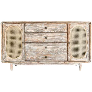 BUFFET CABINET TEAK WOOD & VIENNESE RATTAN