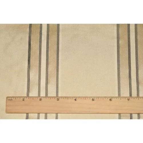 Ceramic Beige/Black Silk Blend Stripe Woven Drapery Fabric