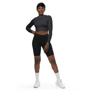 Charcoal Gray Recycled Long-sleeve Crop Top
