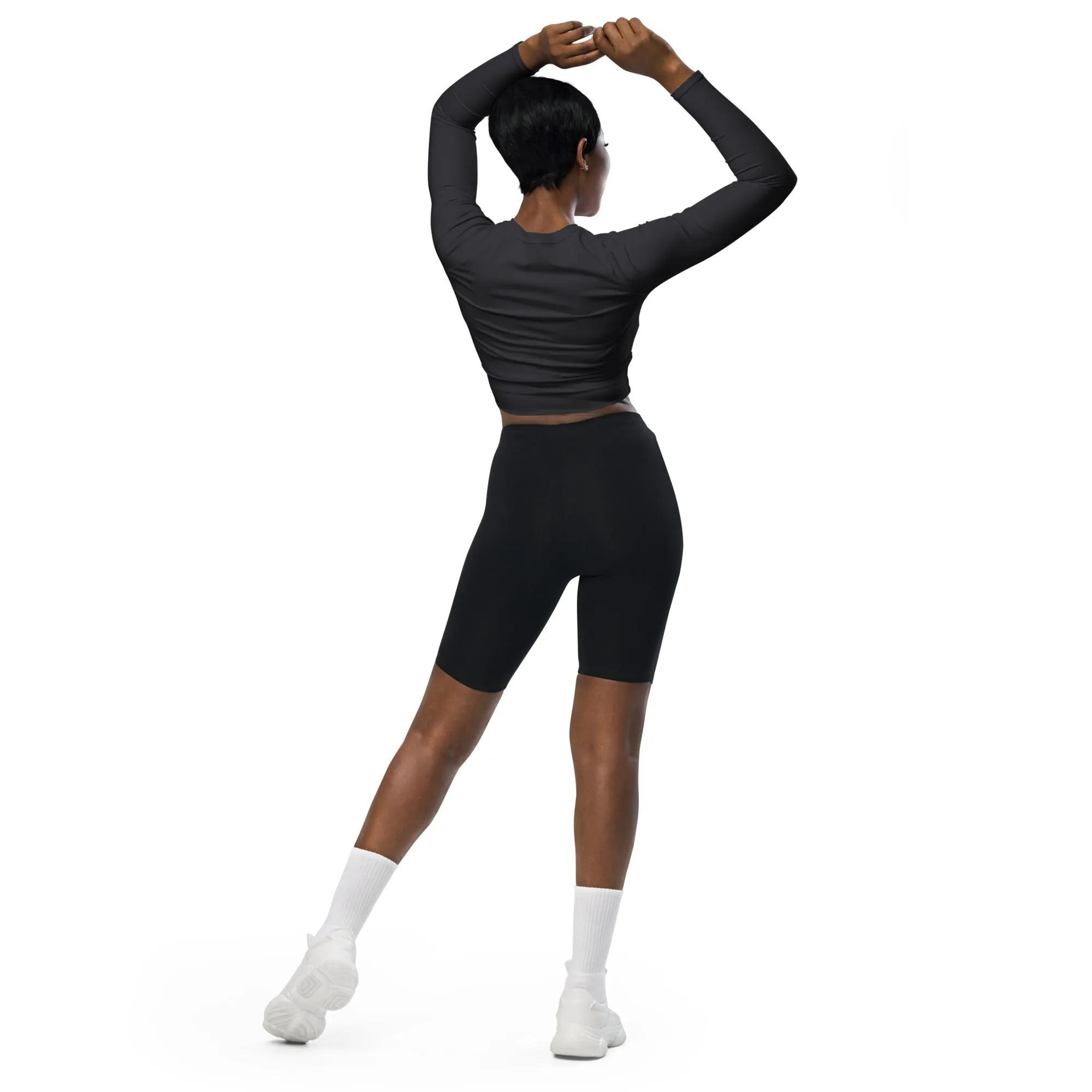 Charcoal Gray Recycled Long-sleeve Crop Top