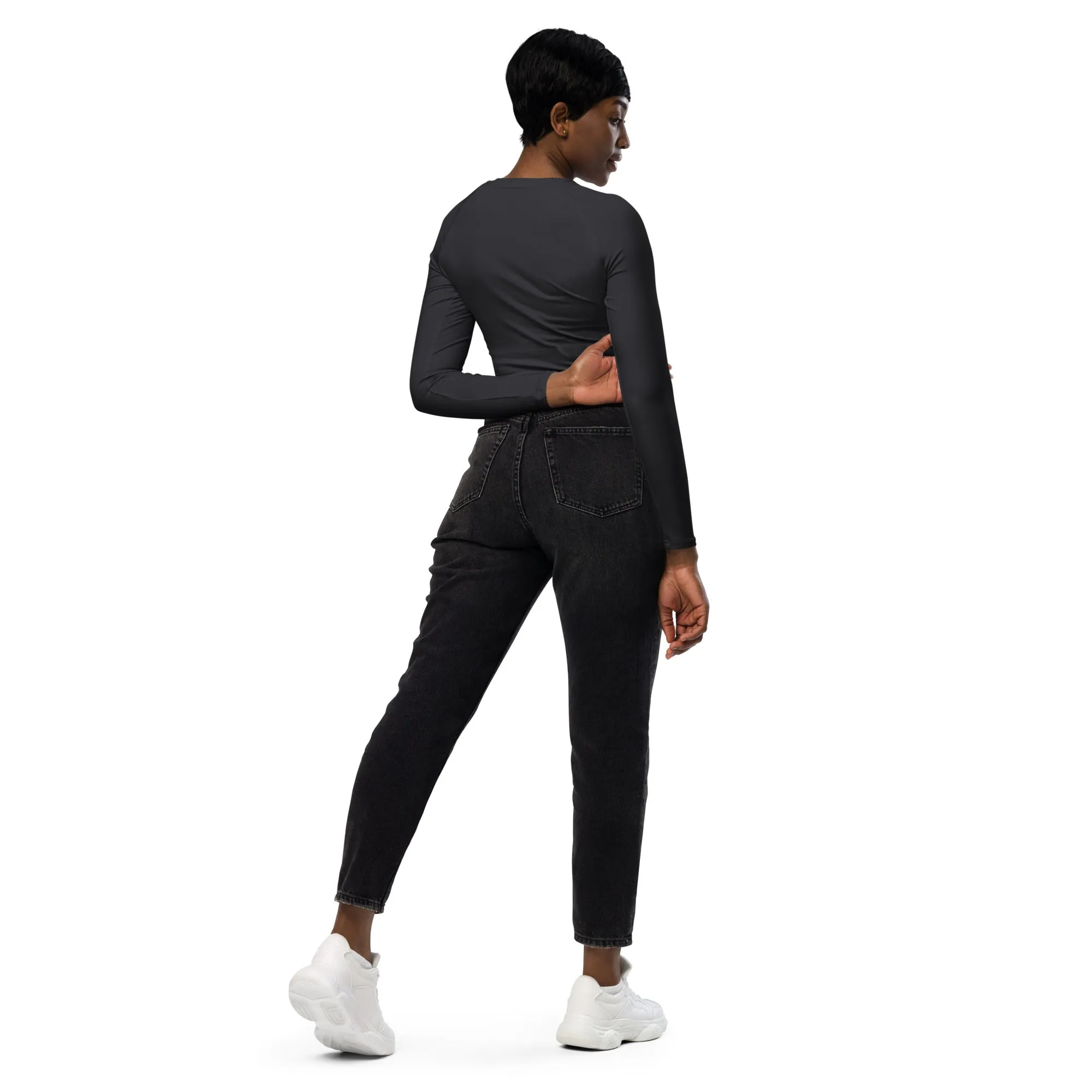 Charcoal Gray Recycled Long-sleeve Crop Top