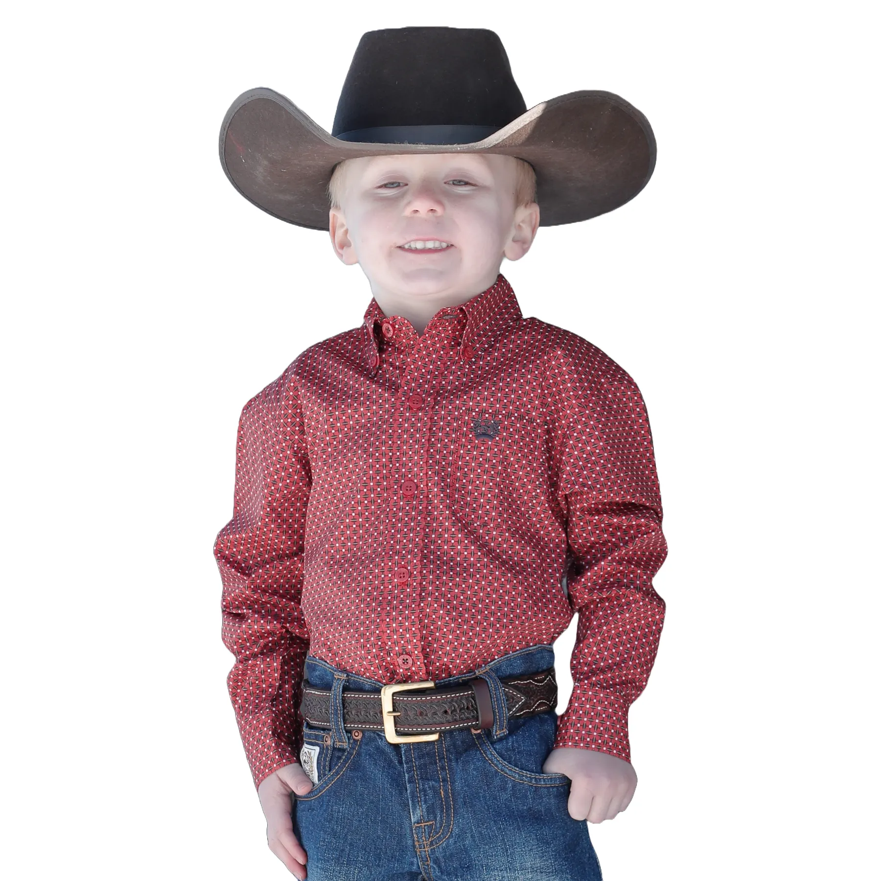 Cinch Infant Boy's Red Printed Button Down Shirt MTW7062327