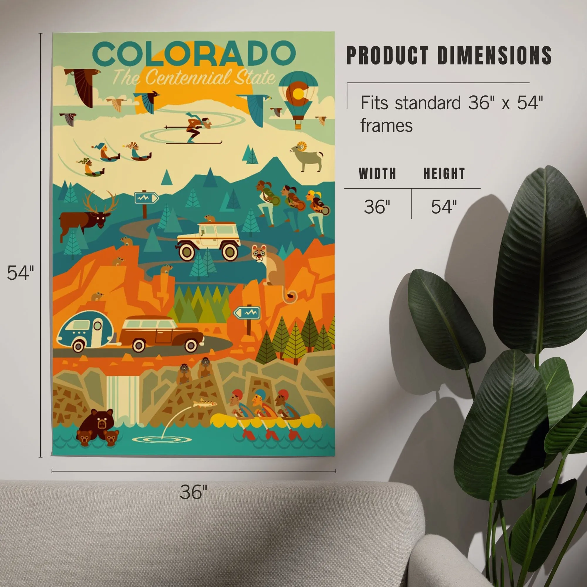 Colorado, The Centennial State, Geometric, Art & Giclee Prints