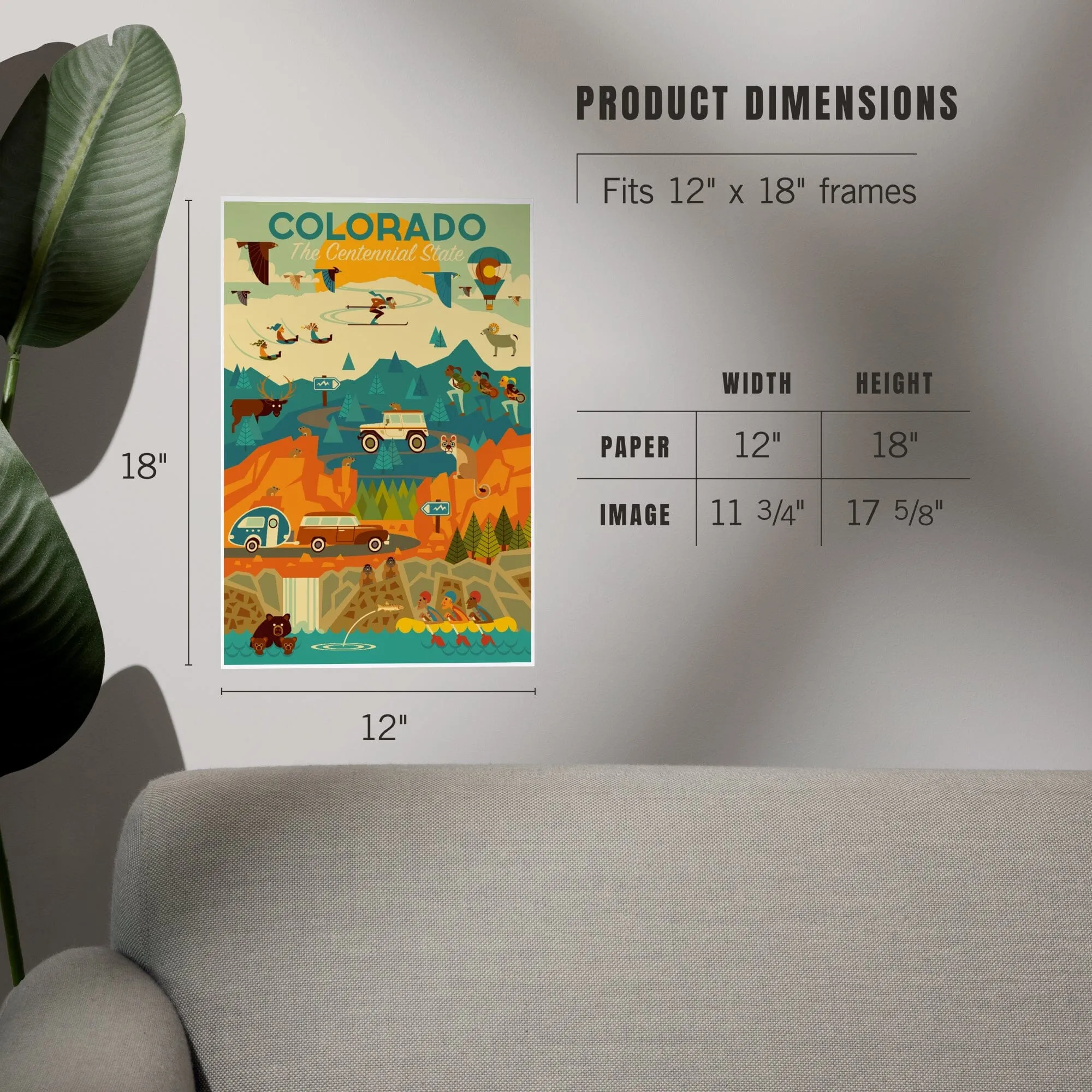 Colorado, The Centennial State, Geometric, Art & Giclee Prints