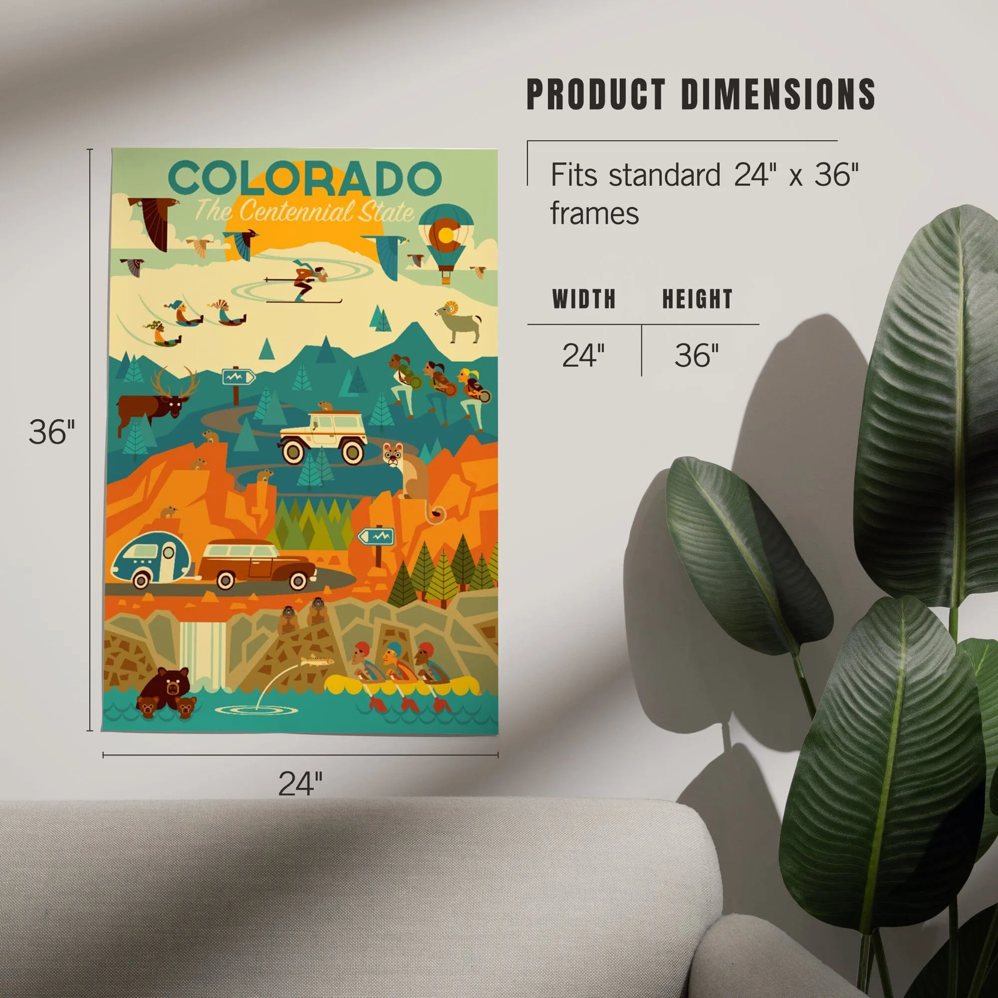 Colorado, The Centennial State, Geometric, Art & Giclee Prints