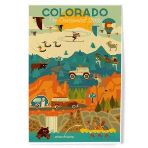 Colorado, The Centennial State, Geometric, Art & Giclee Prints