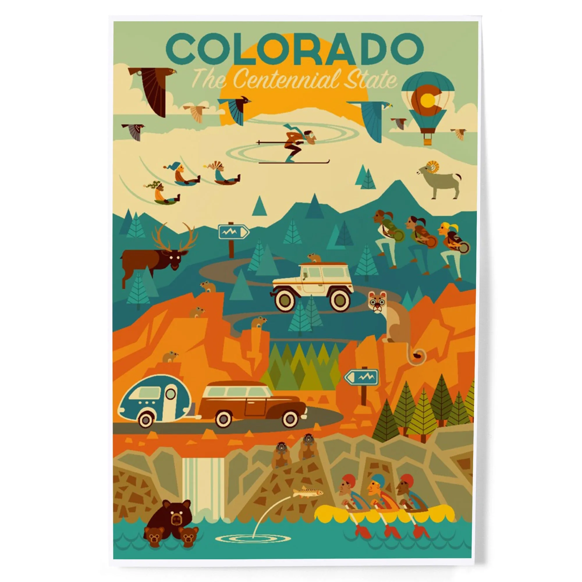 Colorado, The Centennial State, Geometric, Art & Giclee Prints