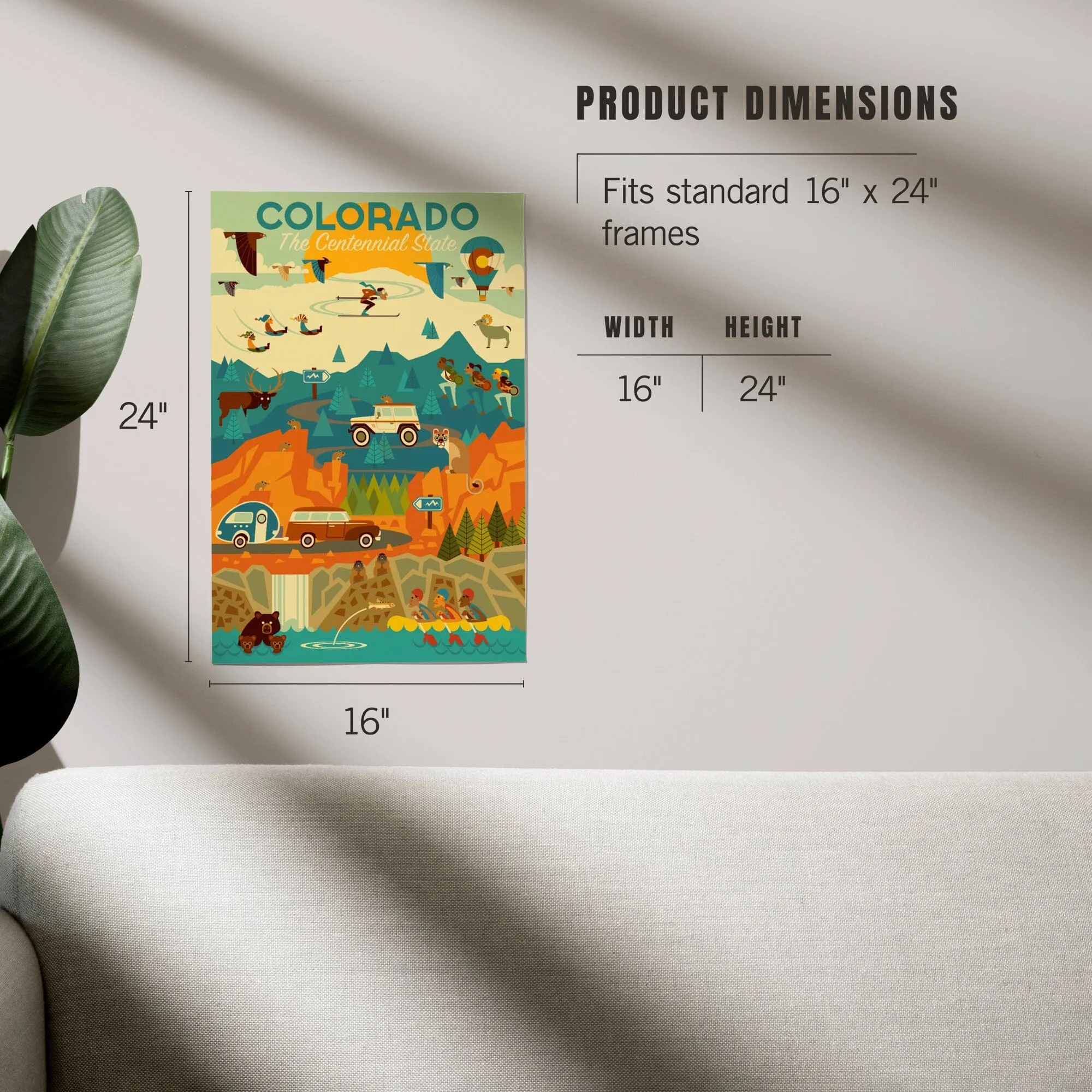 Colorado, The Centennial State, Geometric, Art & Giclee Prints