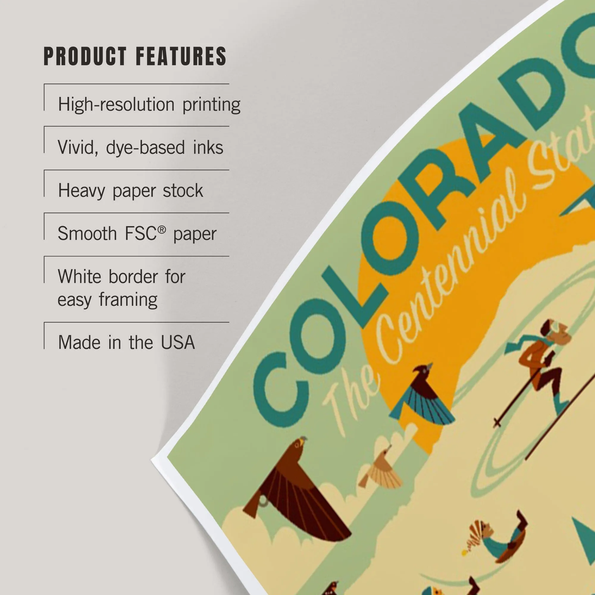 Colorado, The Centennial State, Geometric, Art & Giclee Prints
