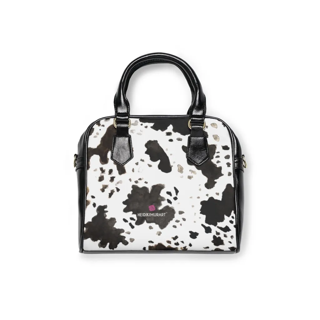 Cow Print Shoulder Handbag, Farm Animal Print Best Designer Ladies' 9.45" x 8.27" Shoulder Handbag