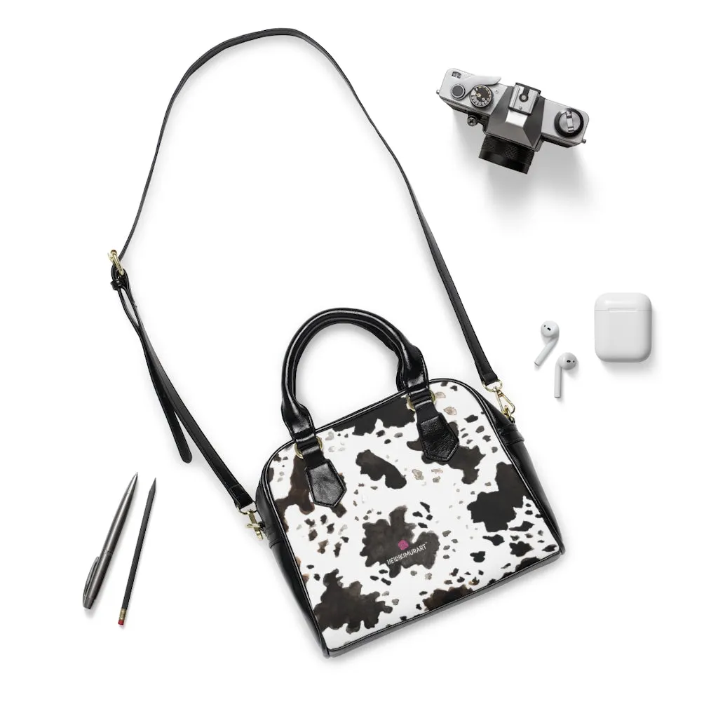 Cow Print Shoulder Handbag, Farm Animal Print Best Designer Ladies' 9.45" x 8.27" Shoulder Handbag