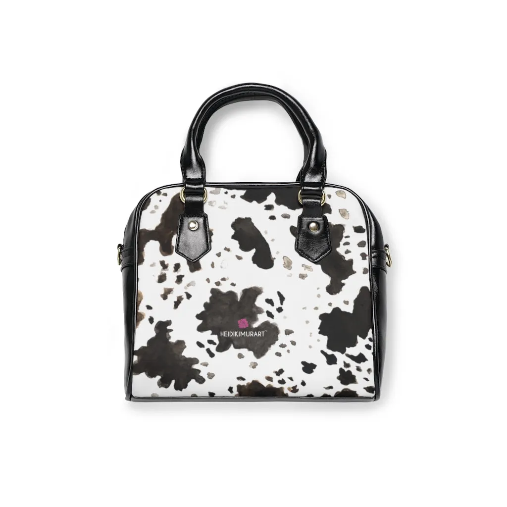 Cow Print Shoulder Handbag, Farm Animal Print Best Designer Ladies' 9.45" x 8.27" Shoulder Handbag