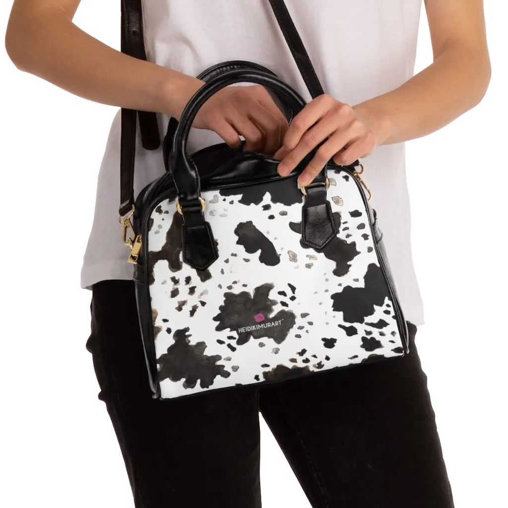 Cow Print Shoulder Handbag, Farm Animal Print Best Designer Ladies' 9.45" x 8.27" Shoulder Handbag