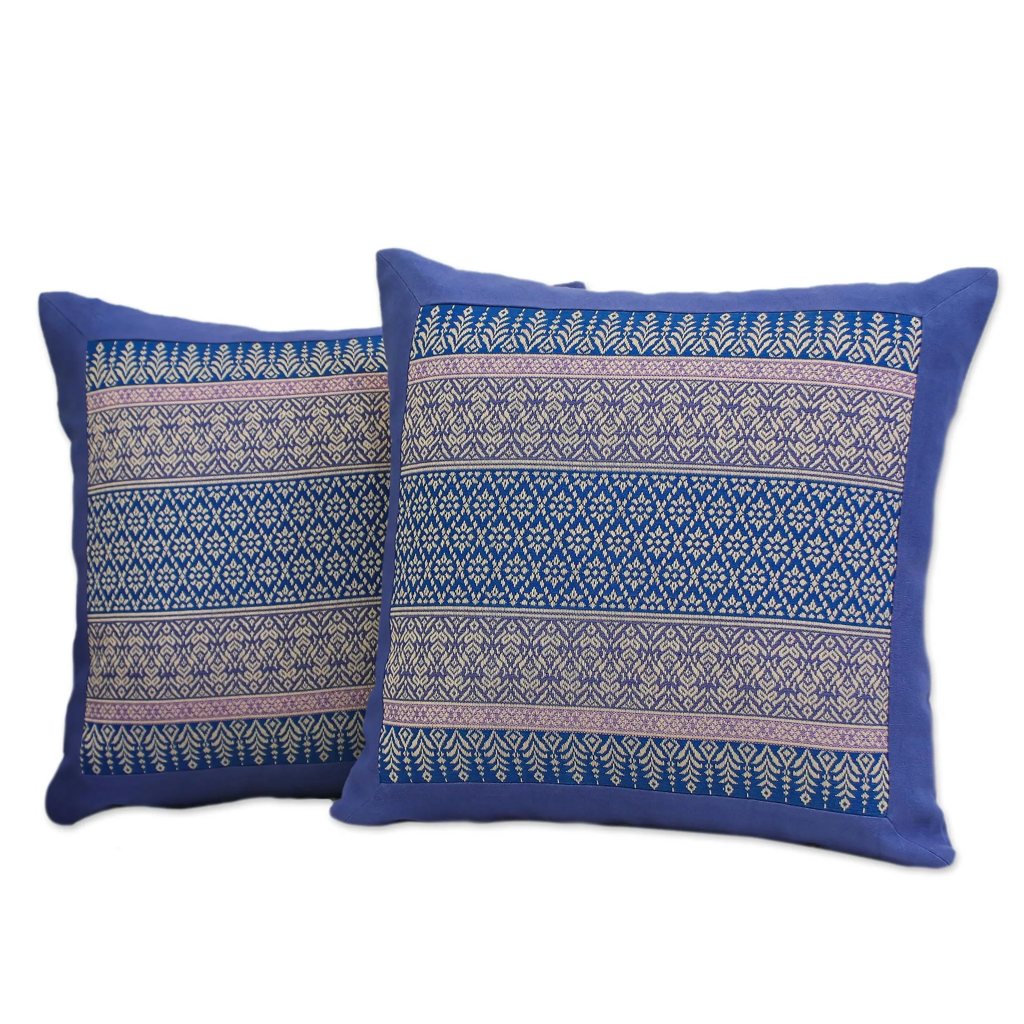 Cushion Covers from Thailand (Pair) - Thai Iris | NOVICA