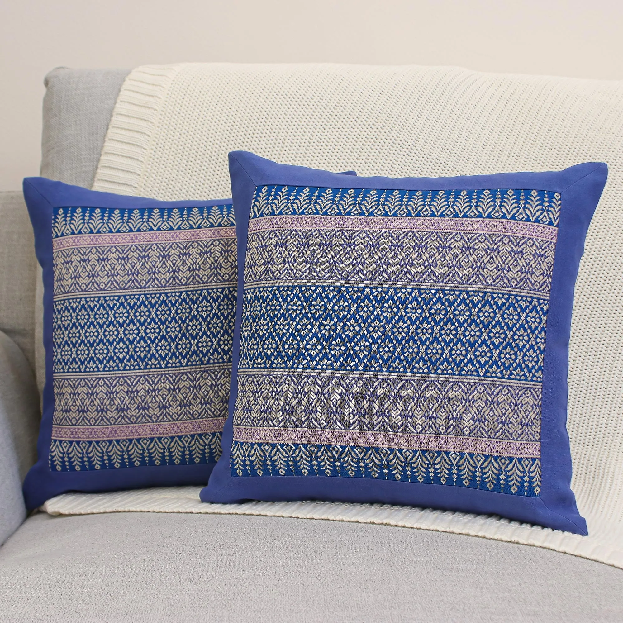 Cushion Covers from Thailand (Pair) - Thai Iris | NOVICA