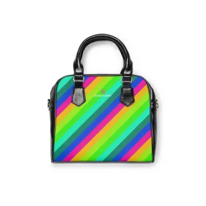Diagonal Rainbow Ladies' Shoulder Handbag, Colorful Best Designer Ladies' 9.45" x 8.27" Shoulder Handbag