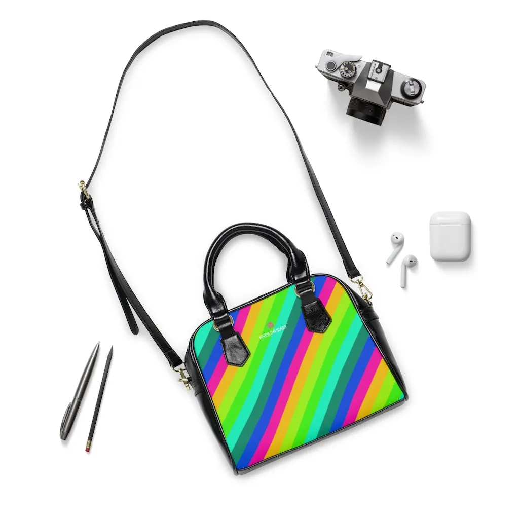 Diagonal Rainbow Ladies' Shoulder Handbag, Colorful Best Designer Ladies' 9.45" x 8.27" Shoulder Handbag