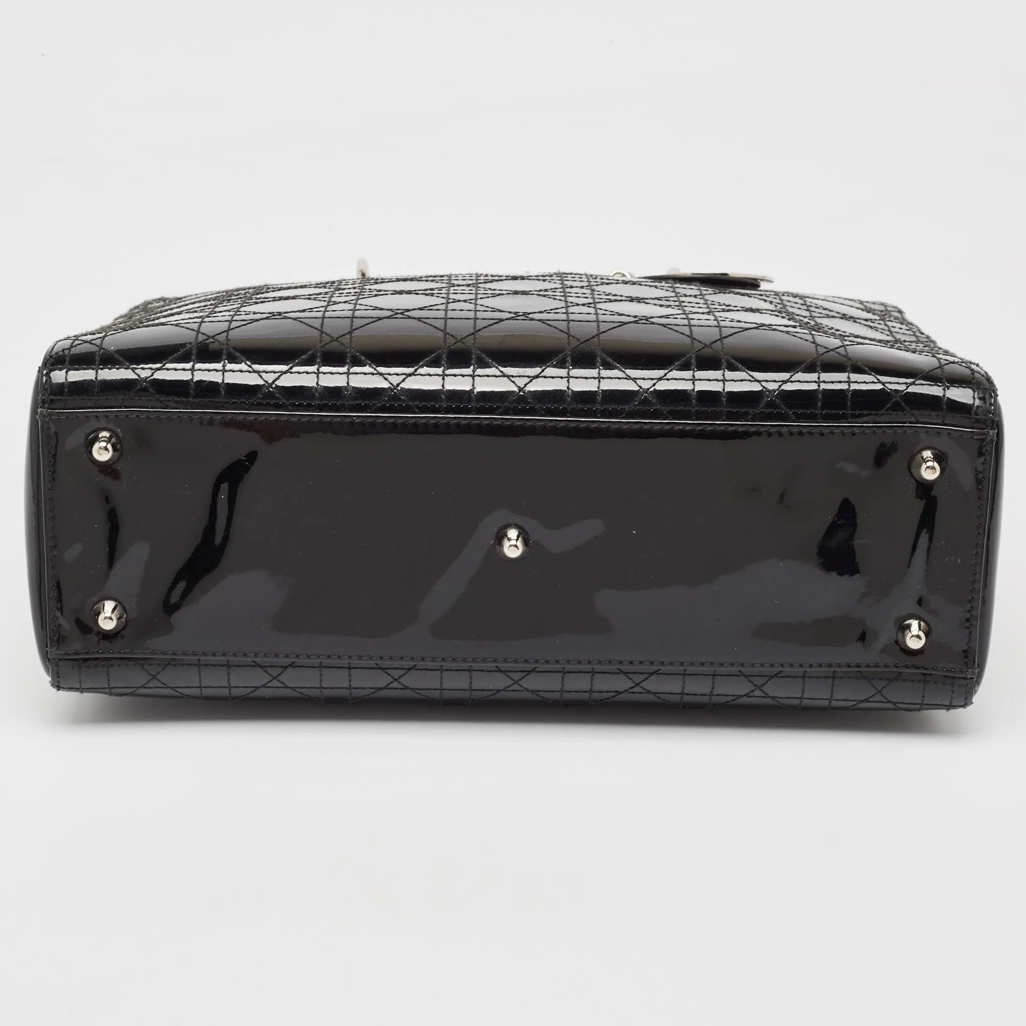 DIOR Black Cannage Patent Leather Large Lady  Tote