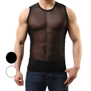 DomiGe Men's Sheer Sexy Shirt -Transparent Stretch Top