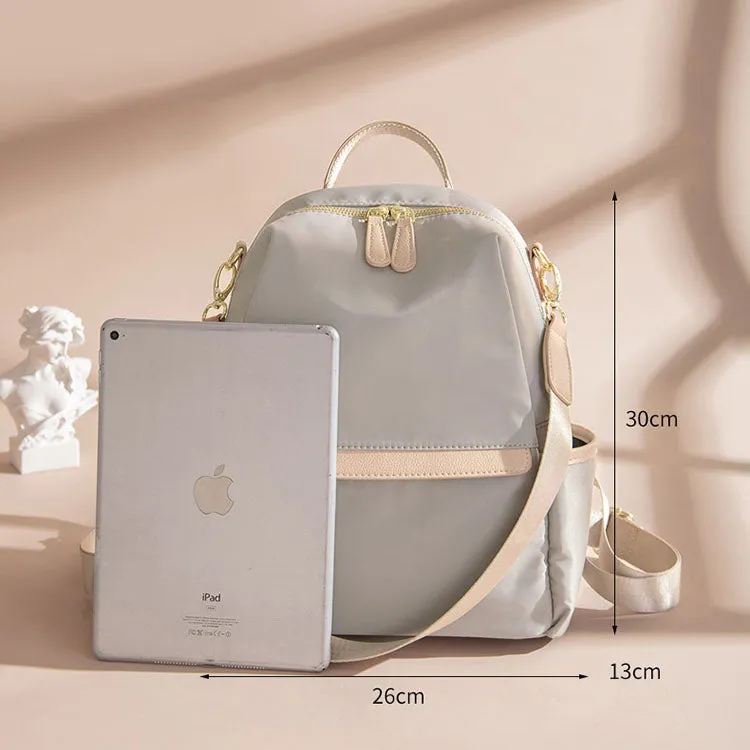 Elegant Lightweight Urban Chic Backpack with Gold-Tone Accents – Sleek Design with Contrast Zipper Details
