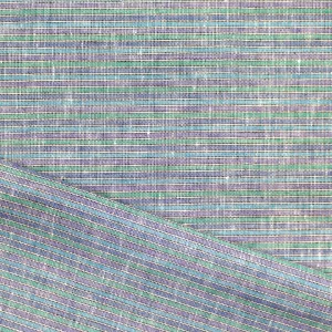 European blue/purple/green stripe all linen woven