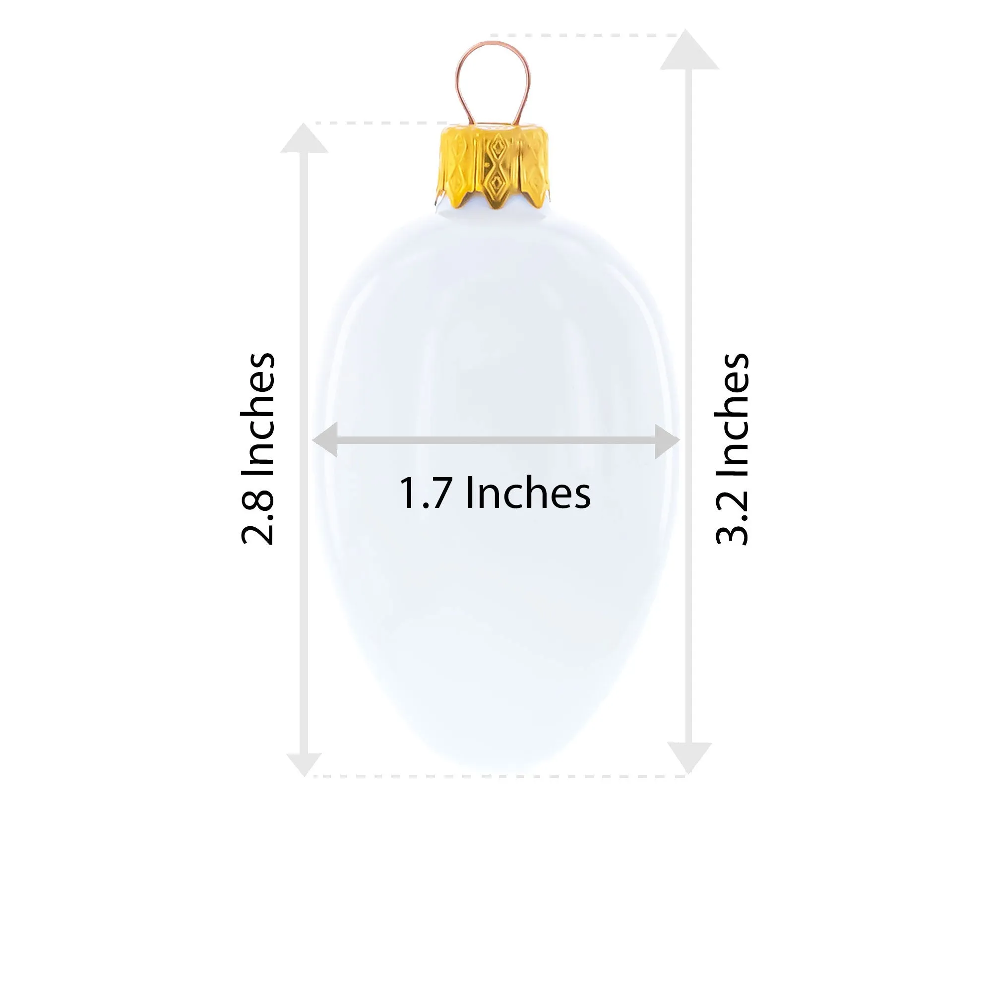Festive Green with Red and White Snowflake Pattern Mini Glass Egg Ornament 2.9 Inches