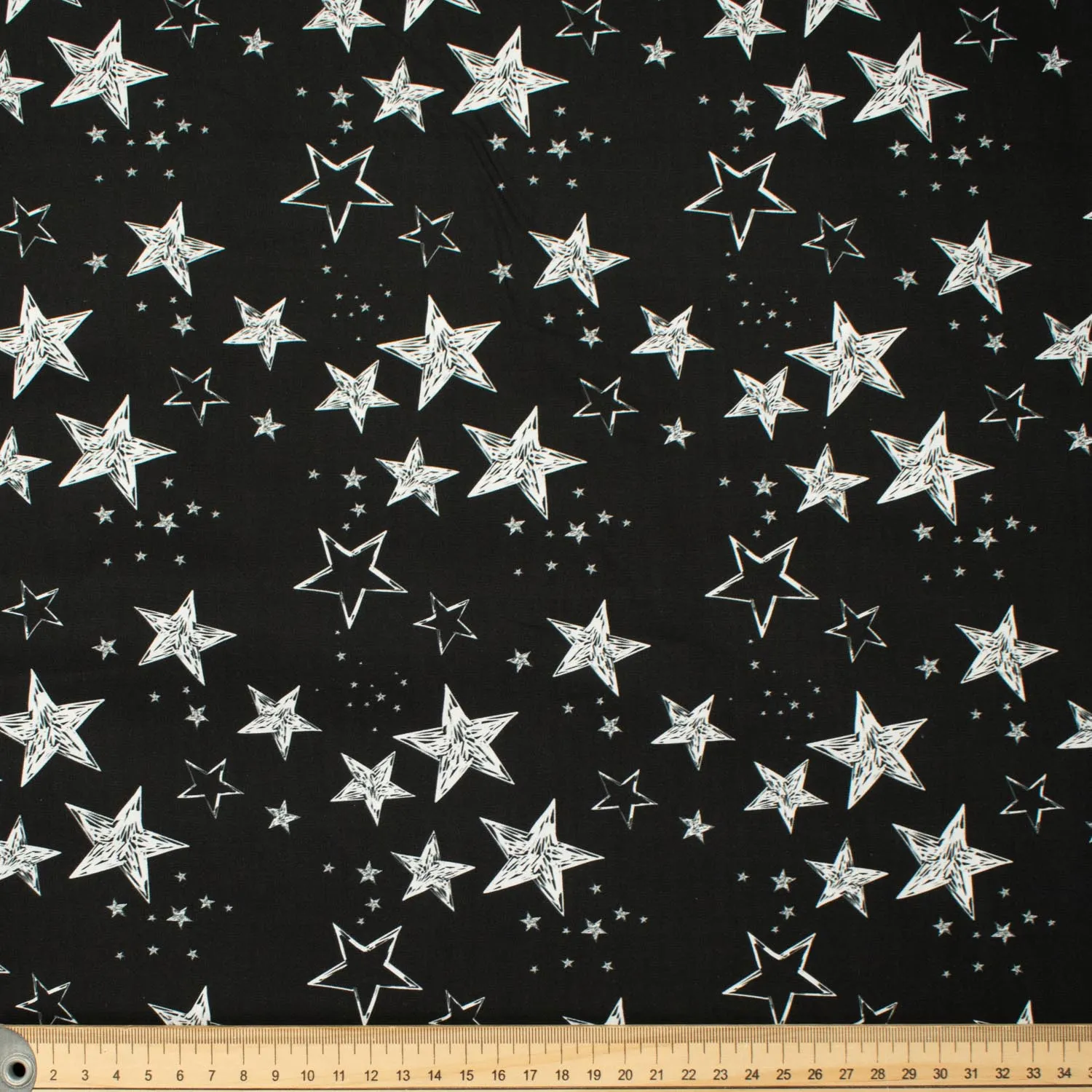 Galaxy Collection #06 White Stars on Black Cotton Prints