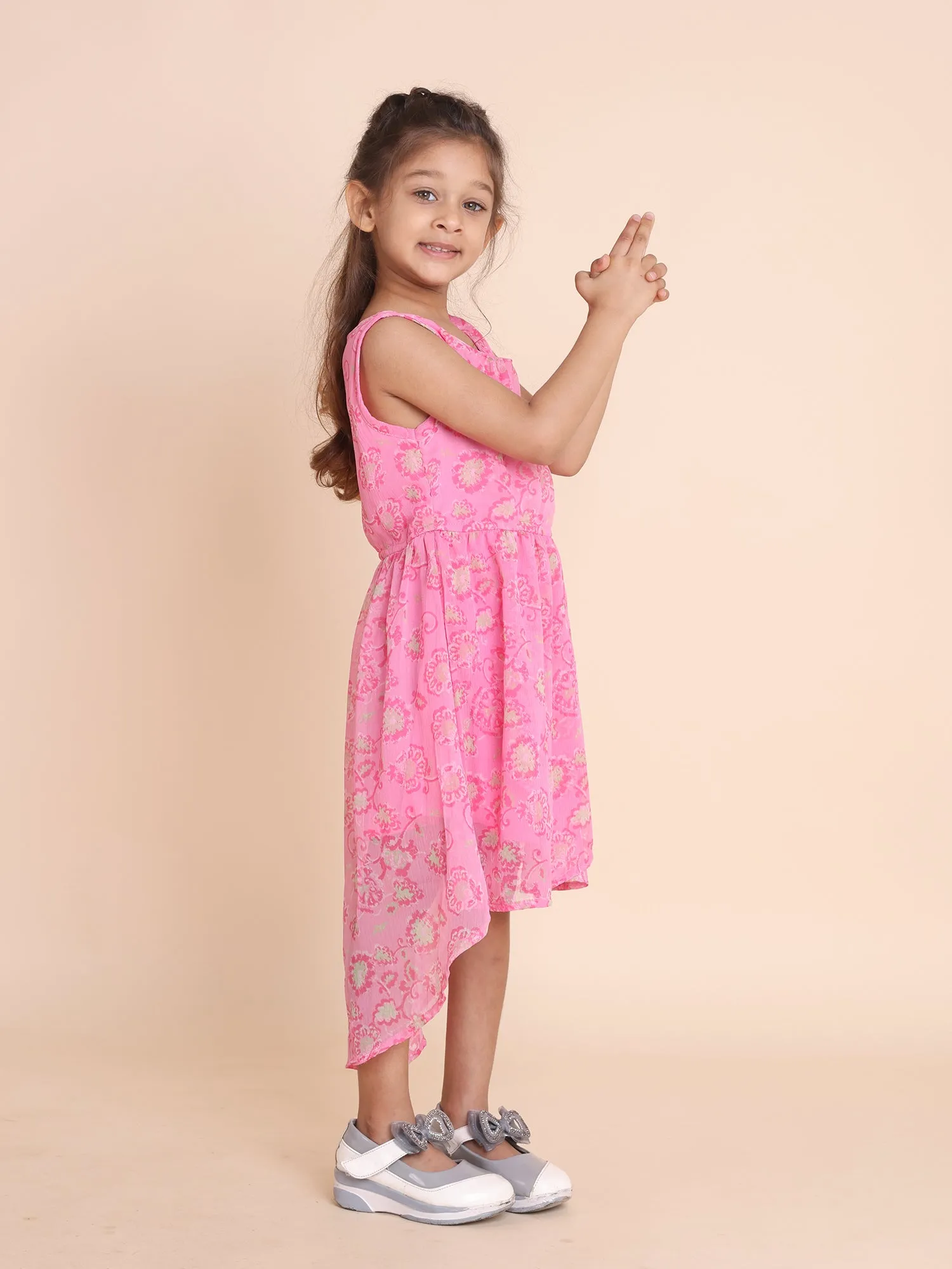 Girls Pink Floral Maxi Dress