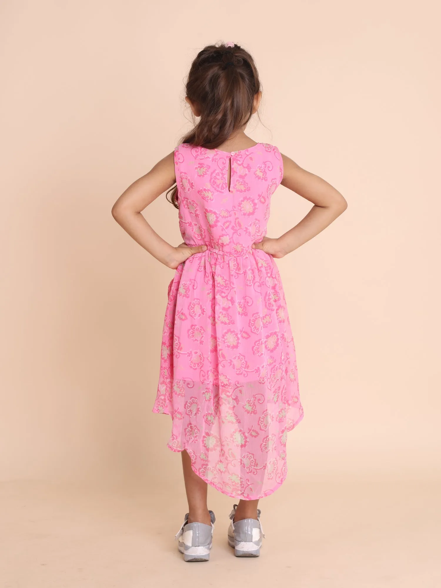 Girls Pink Floral Maxi Dress