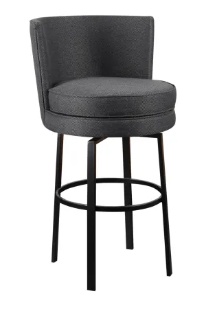 Gray Upholstered Swivel Bar Stool | Andrew Martin Povis