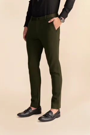Green Lycra 4 Way Stretch Knit Trousers